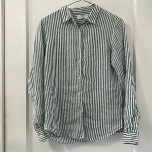 Uniqlo striped linen button up shirt